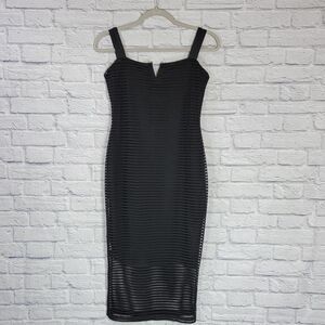 Good American Women's Size 2 Sheer Black Mesh Midi Bodycon Dress ALTERED